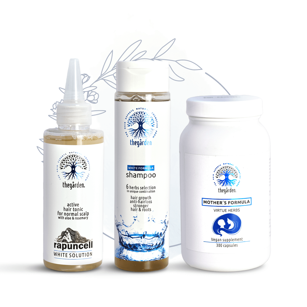 NOVINKA - Zvýhodnený WHITE Herbs Trio balíček (šampón, tonikum a bylinná zmes pre suché vlasy a normálnu vlasovú pokožku)