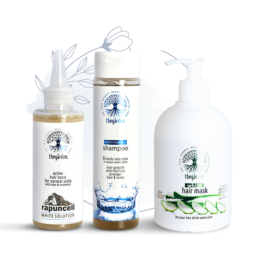 Zvýhodnený WHITE balíček (šampón, tonikum, maska pre suché vlasy a normálnu vlasovú pokožku)