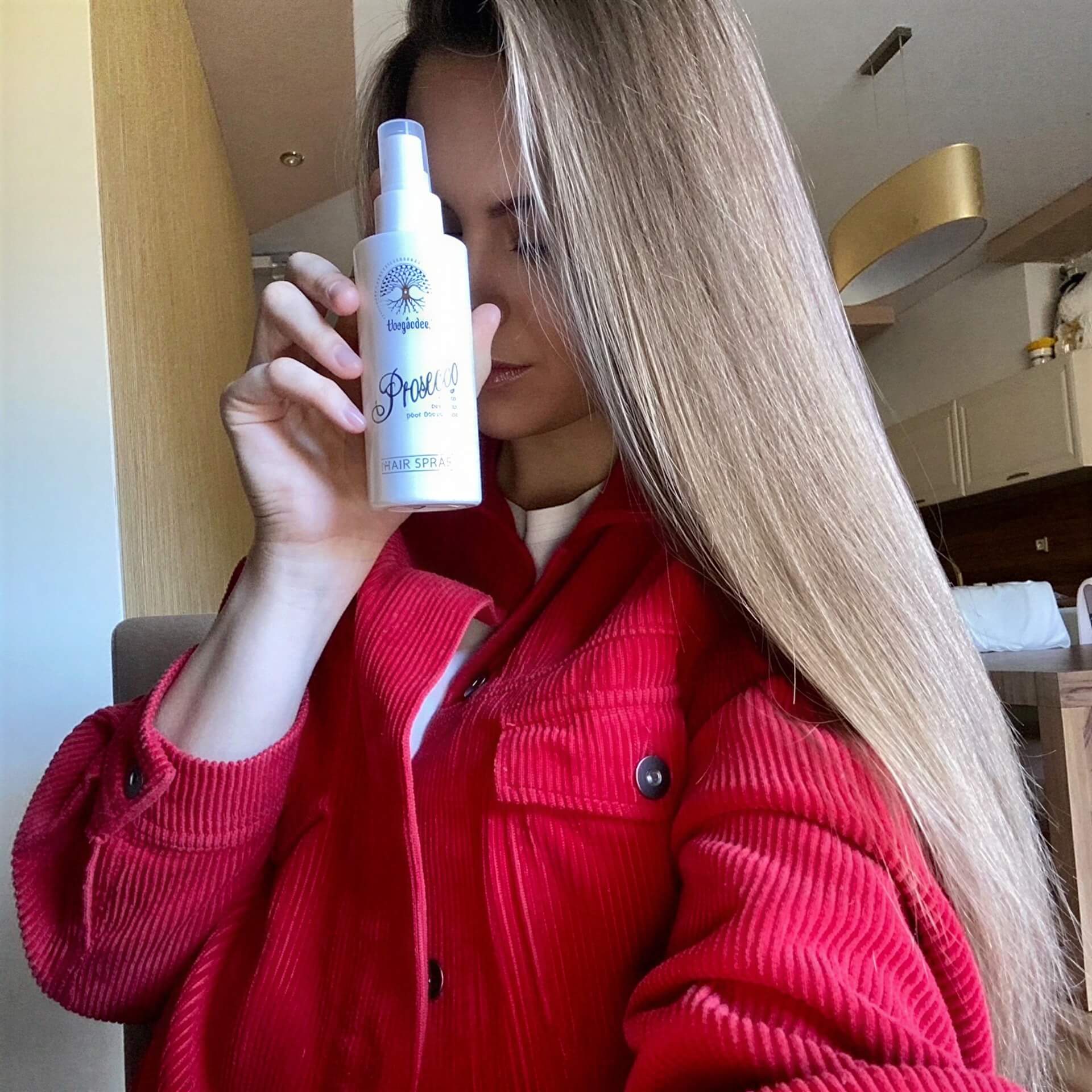 Hair Prosecco Spray™ - unikátny vlasový sprej pre väčší objem, nadýchanejšie a lesklejšie vlasy - The Garden - expertnavlasy.sk